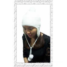 6 Sewing Line Earflap Knitted Beanie Hat with Fleece Inside (1-3556)